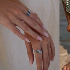 Lili Claspe Silver & Turquoise Baguette Wrap Ring NWT (in bag / box)